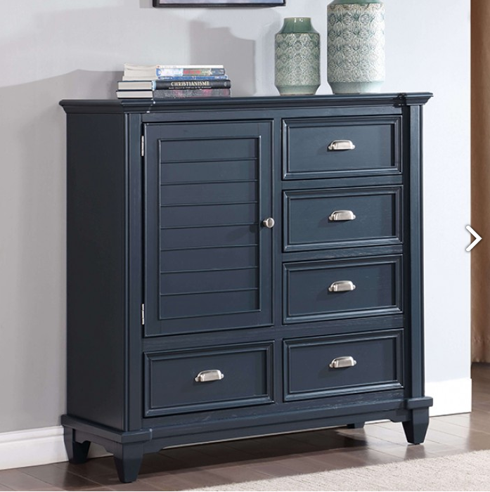 Manzanillo Armoire Transitional Solid Wood Slate Blue Armoire - Elegant & Durable Storage with Timeless Style