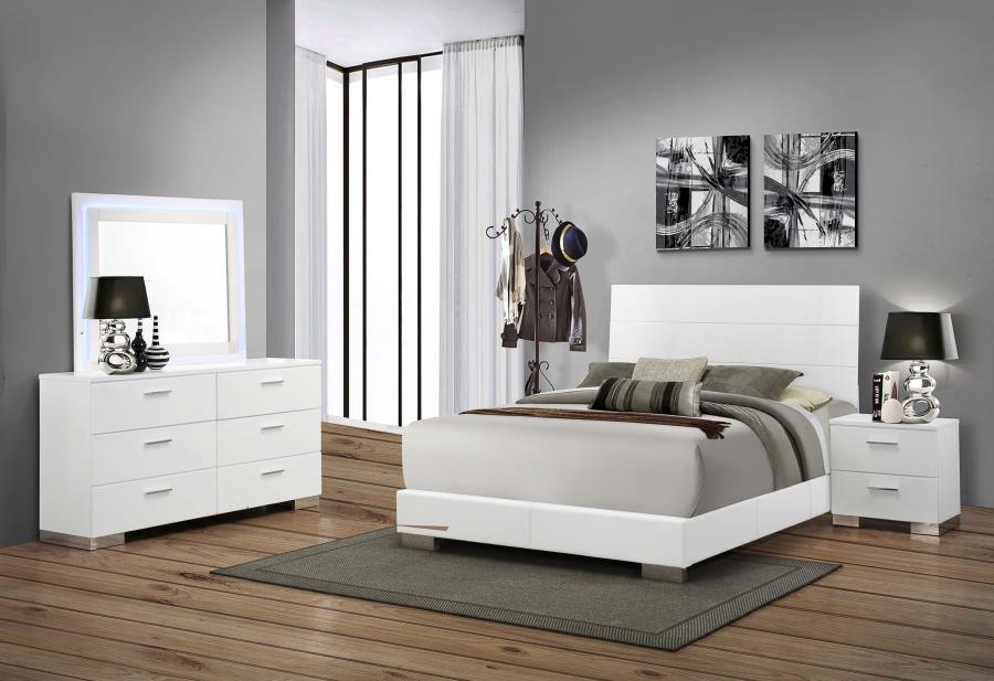 Felicity 4-Piece Bedroom Set White High Gloss - Sleek and Modern Bedroom Furniture Collection