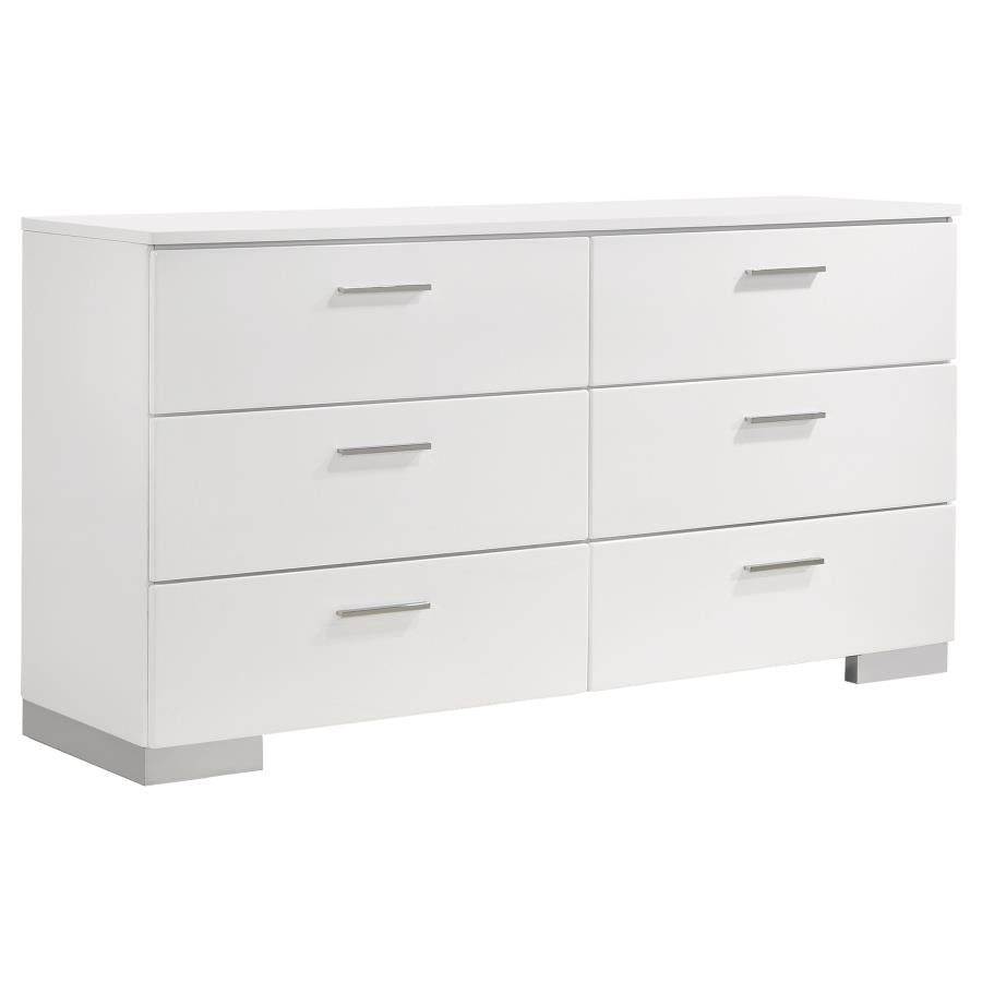 Felicity 5-Piece Bedroom Set White High Gloss - Elegant and Contemporary Bedroom Furniture Collection