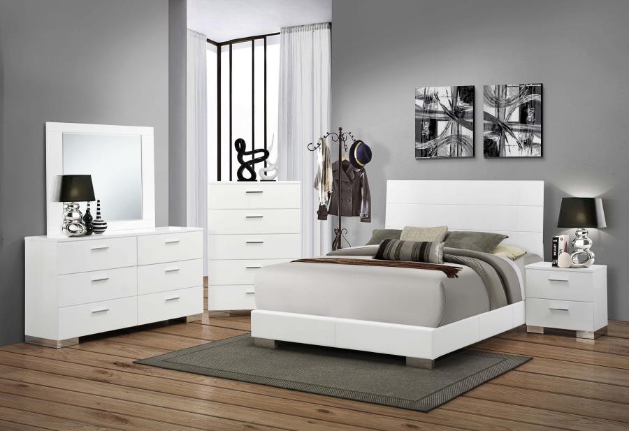 Felicity 6-Piece Bedroom Set White High Gloss - Stylish and Modern Complete Bedroom Furniture Collection