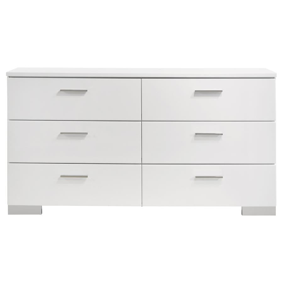 Felicity 6-Piece Bedroom Set White High Gloss - Stylish and Modern Complete Bedroom Furniture Collection