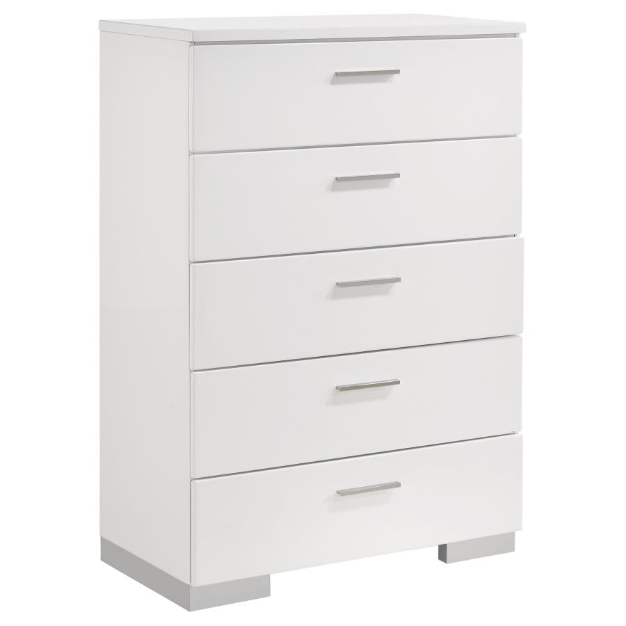 Felicity 6-Piece Bedroom Set White High Gloss - Stylish and Modern Complete Bedroom Furniture Collection