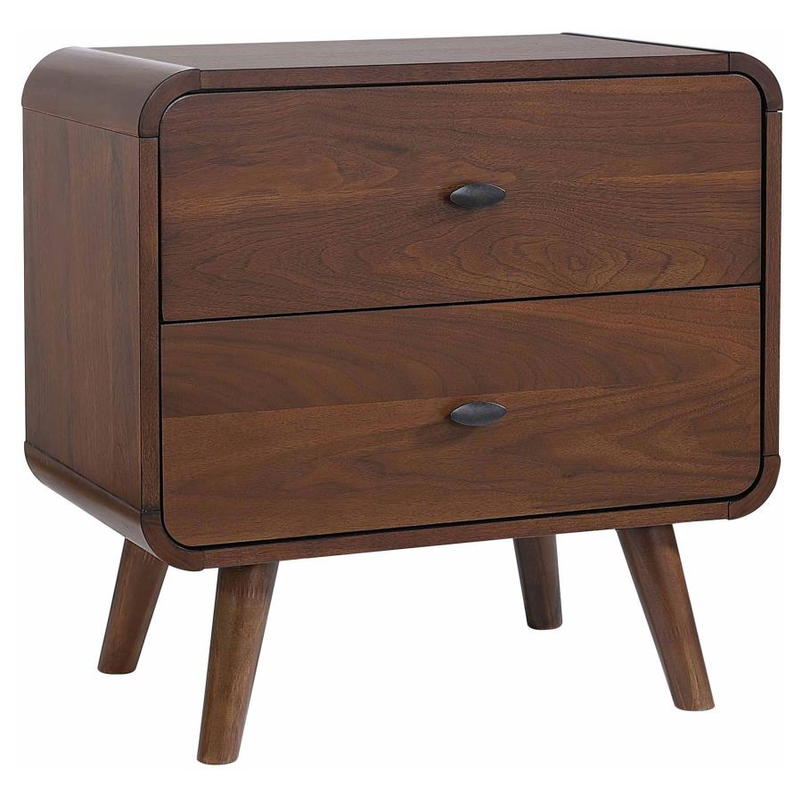 Robyn 5-Piece Dark Walnut Bedroom Set – Modern Bed, Dresser, Nightstands & Mirror