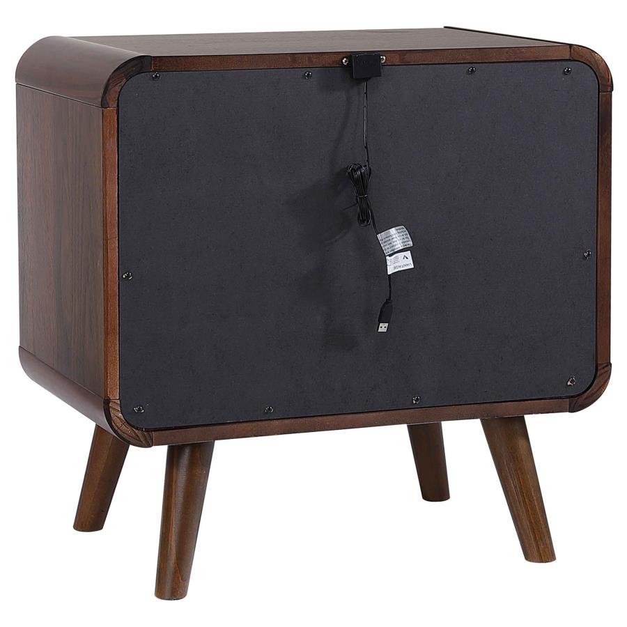 Robyn 5-Piece Dark Walnut Bedroom Set – Modern Bed, Dresser, Nightstands & Mirror