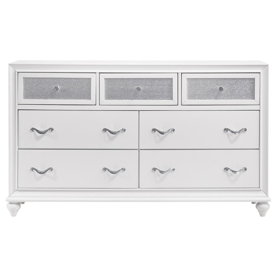 Barzini 7-Drawer Dresser β White Finish for Modern Glam and Generous Bedroom Storage