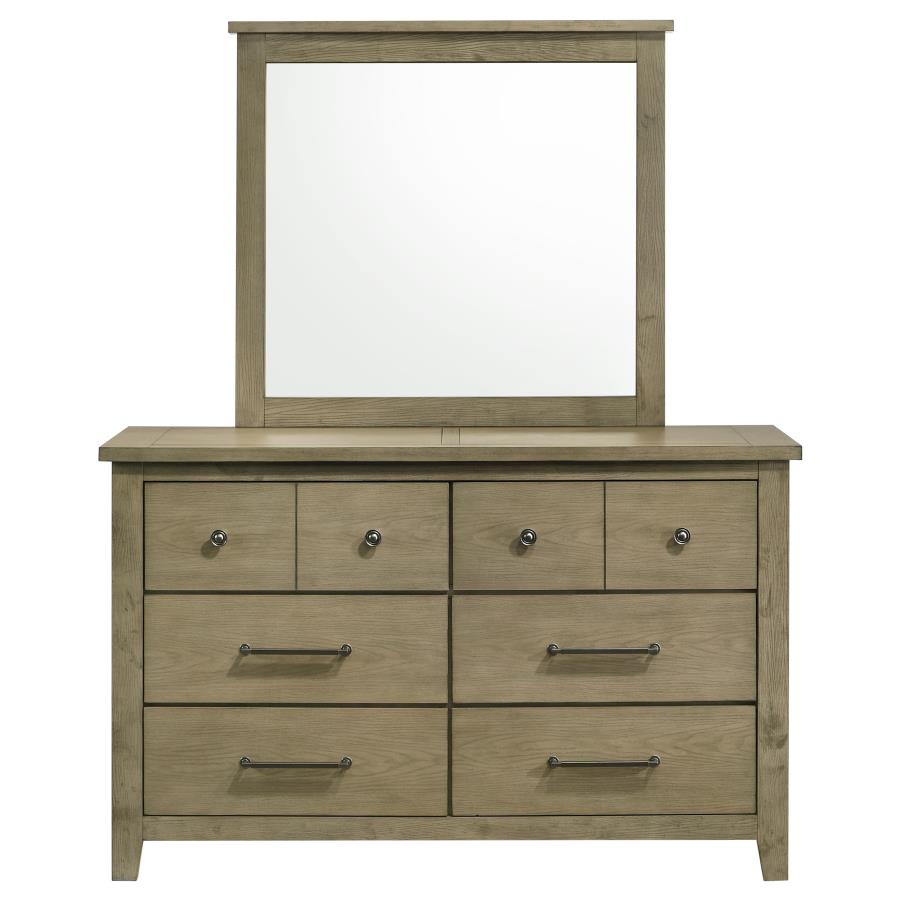 Hazlewood 6-Drawer Bedroom Dresser with Mirror in Vineyard Oak - Stylish & Functional Storage