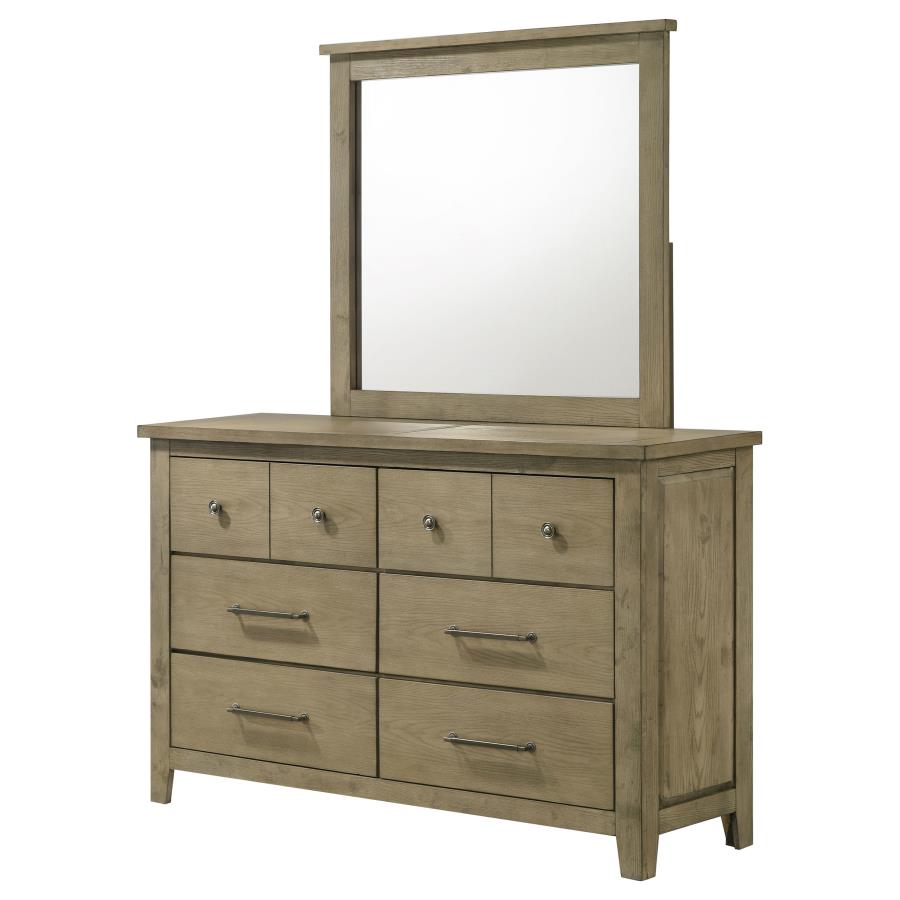 Hazlewood 6-Drawer Bedroom Dresser with Mirror in Vineyard Oak - Stylish & Functional Storage