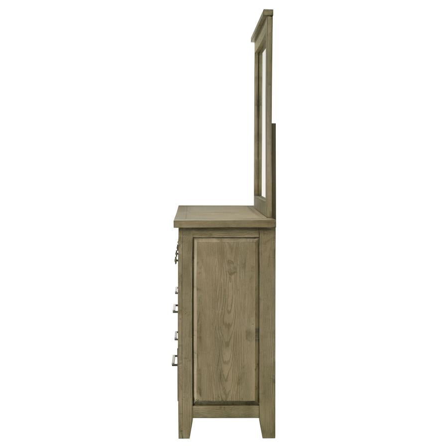 Hazlewood 6-Drawer Bedroom Dresser with Mirror in Vineyard Oak - Stylish & Functional Storage