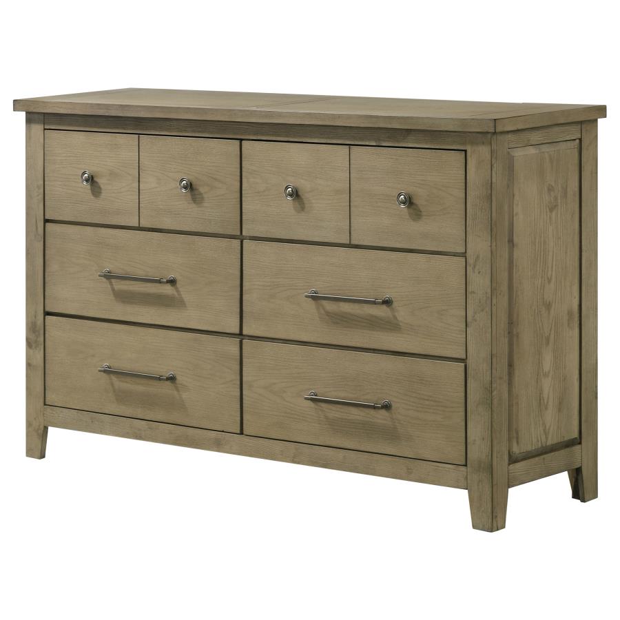 Hazlewood 6-Drawer Bedroom Dresser Cabinet in Vineyard Oak - Spacious Storage Solution