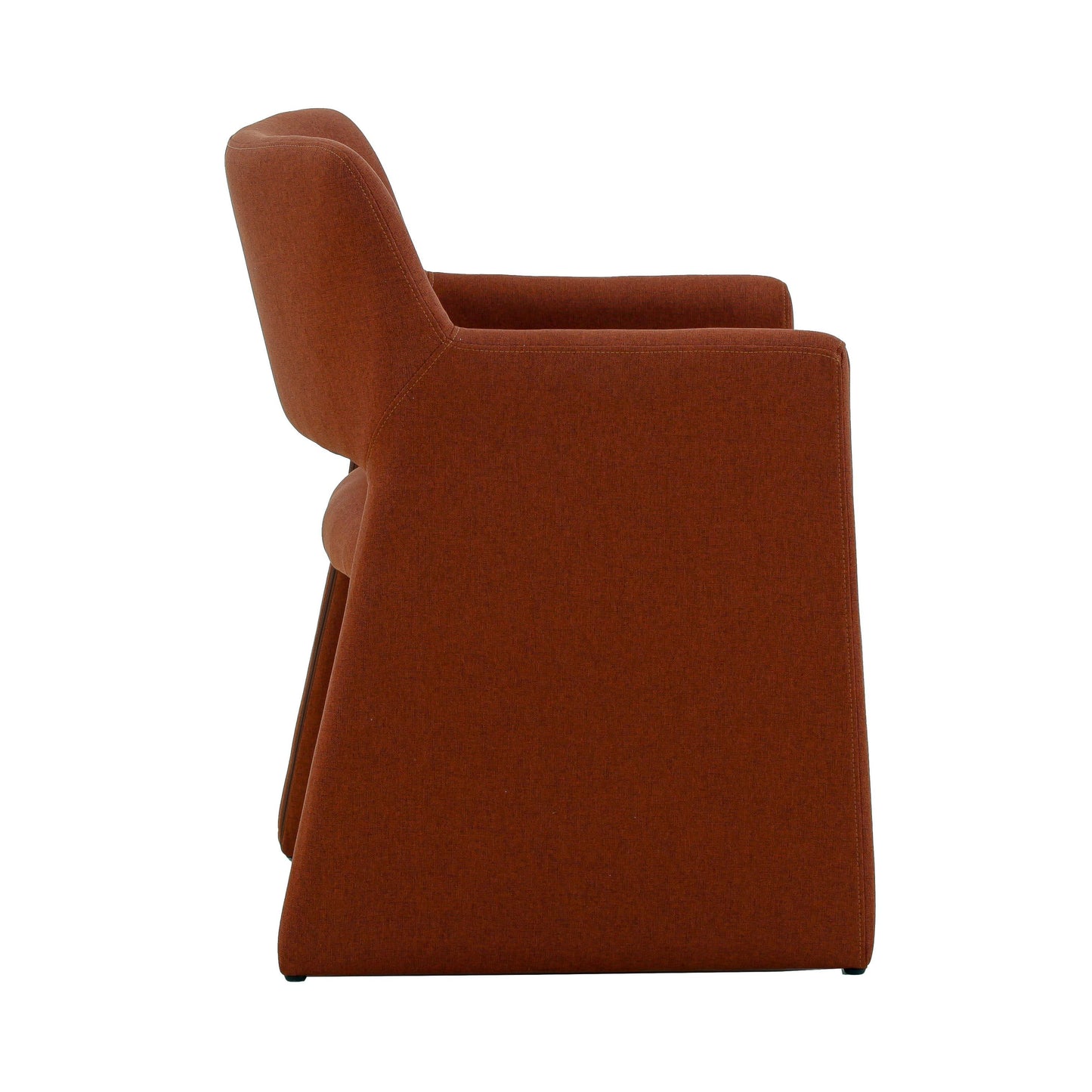 Modrest Lasara Modern Rust Fabric Dining Chair - A Stylish and Comfortable Addition to Contemporary Dining Spaces, Featuring Luxurious Rust-Colored Upholstery and a Sleek Design.