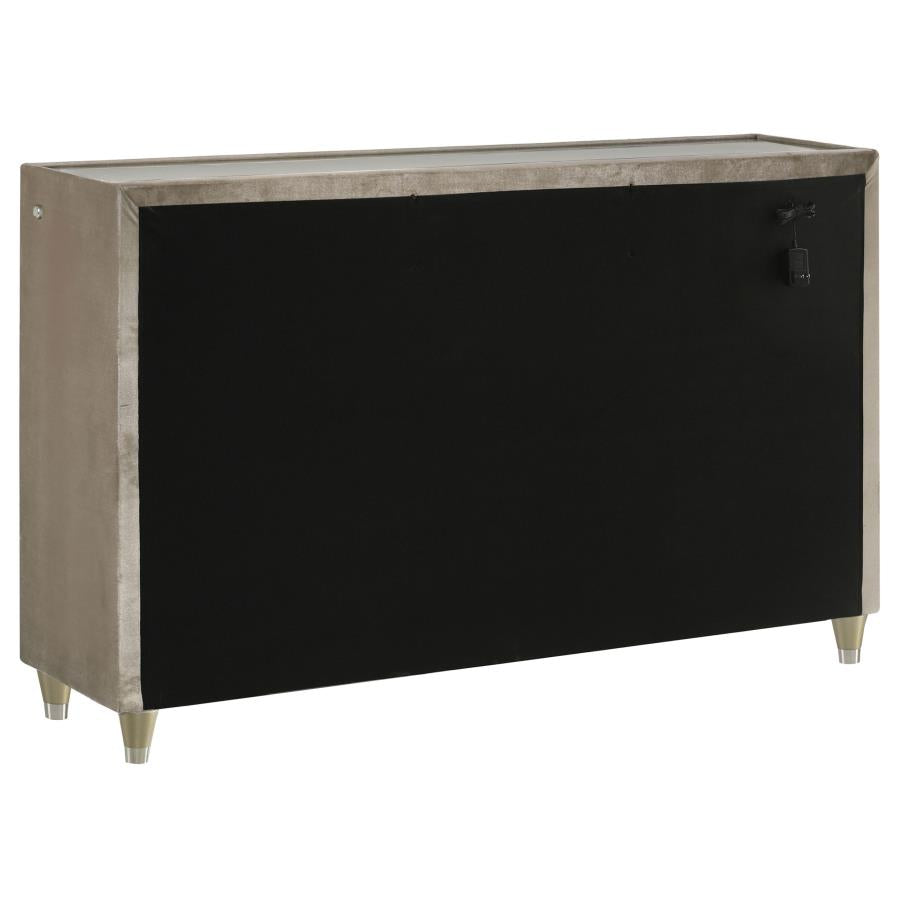 Lorient Ivory and Camel 8βDrawer LED Bedroom Dresser