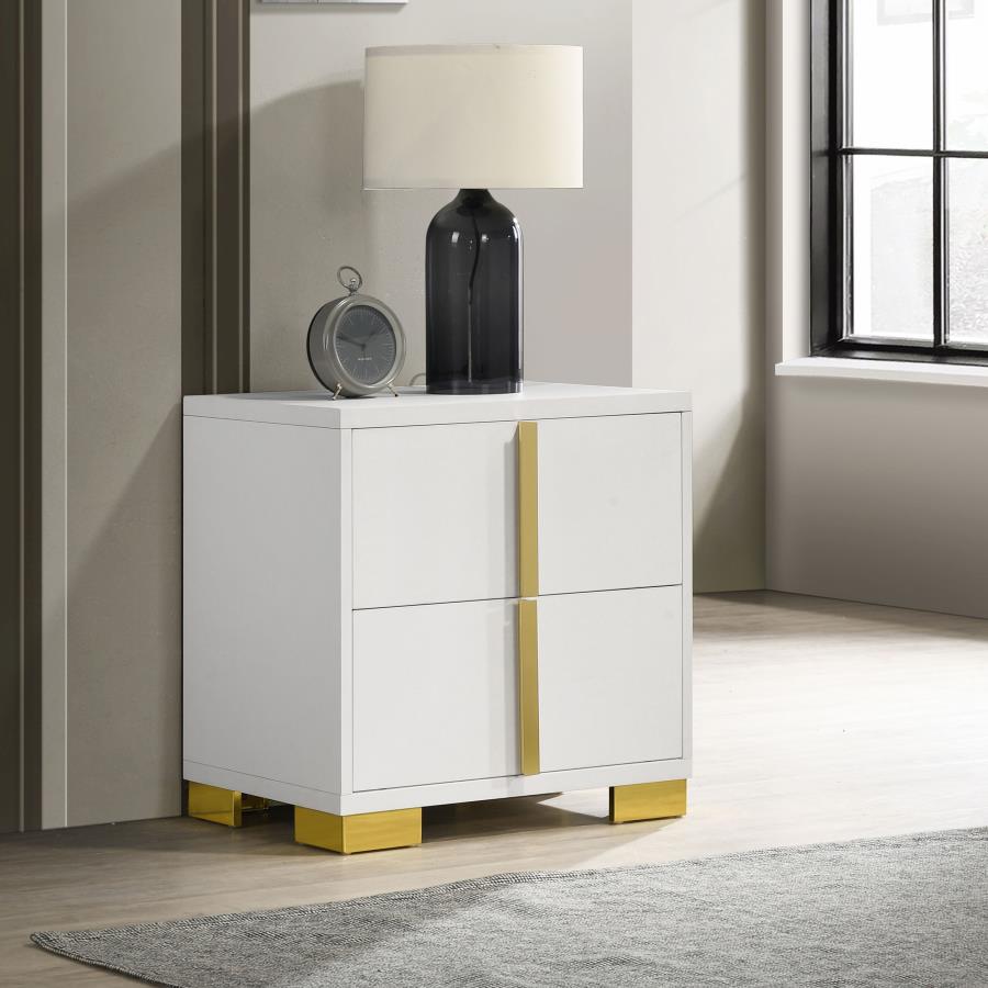 Marceline 2-Drawer Nightstand in White - Sleek and Modern Design with Convenient Storage for Your Bedroom