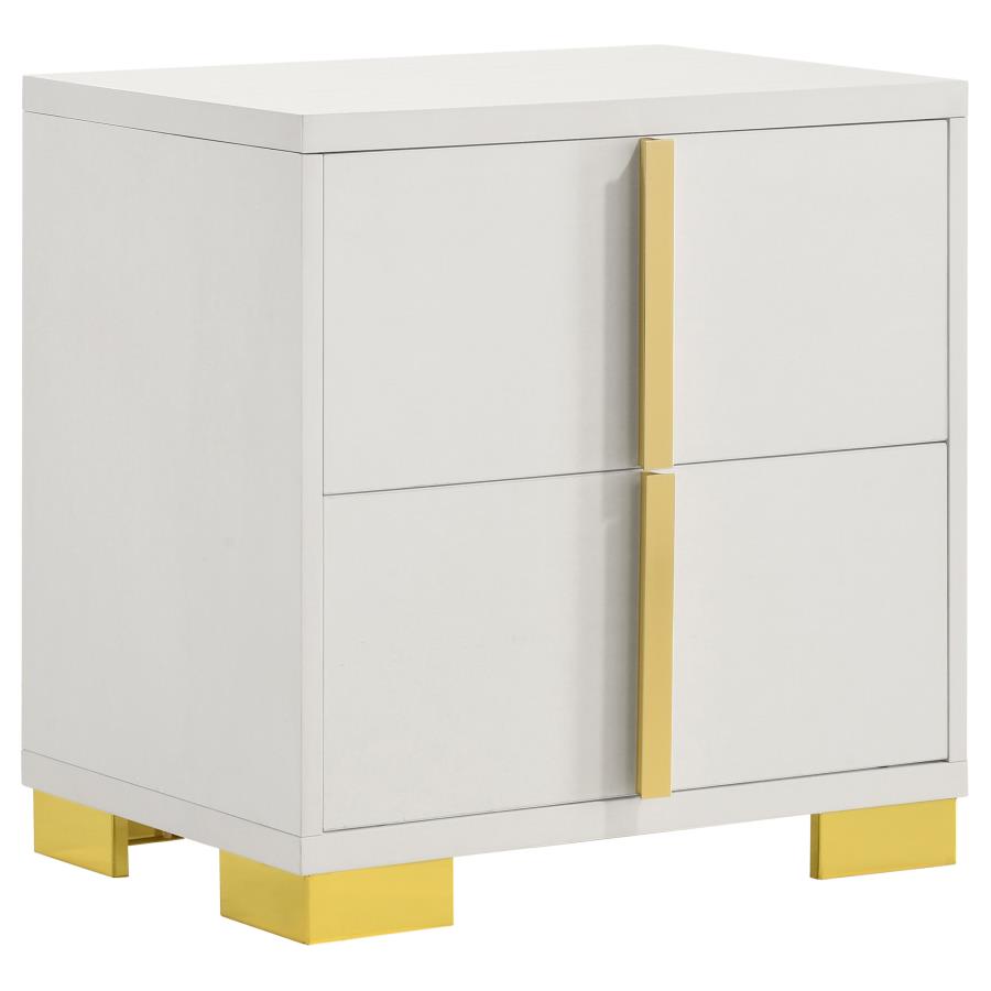Marceline 2-Drawer Nightstand in White - Sleek and Modern Design with Convenient Storage for Your Bedroom