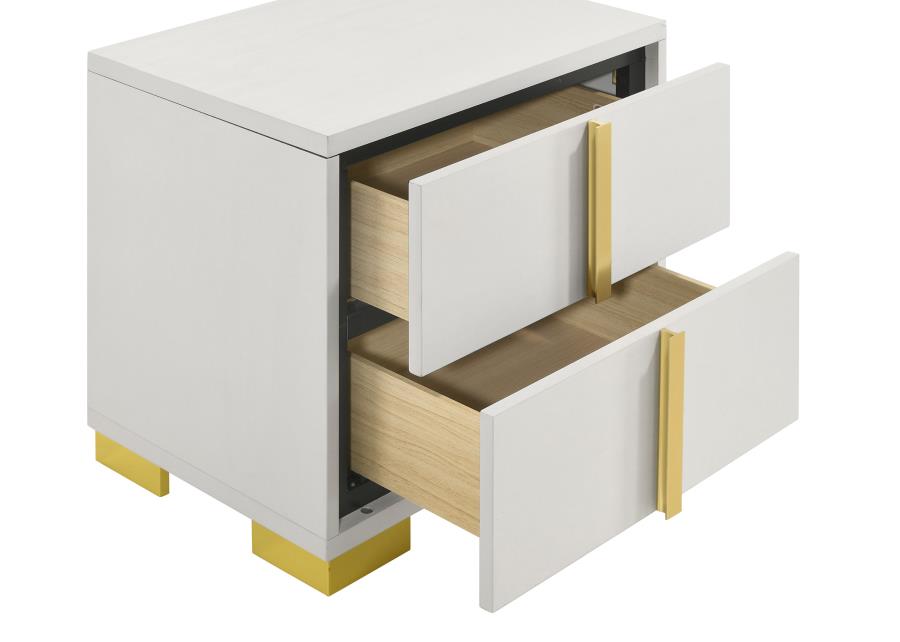 Marceline 2-Drawer Nightstand in White - Sleek and Modern Design with Convenient Storage for Your Bedroom
