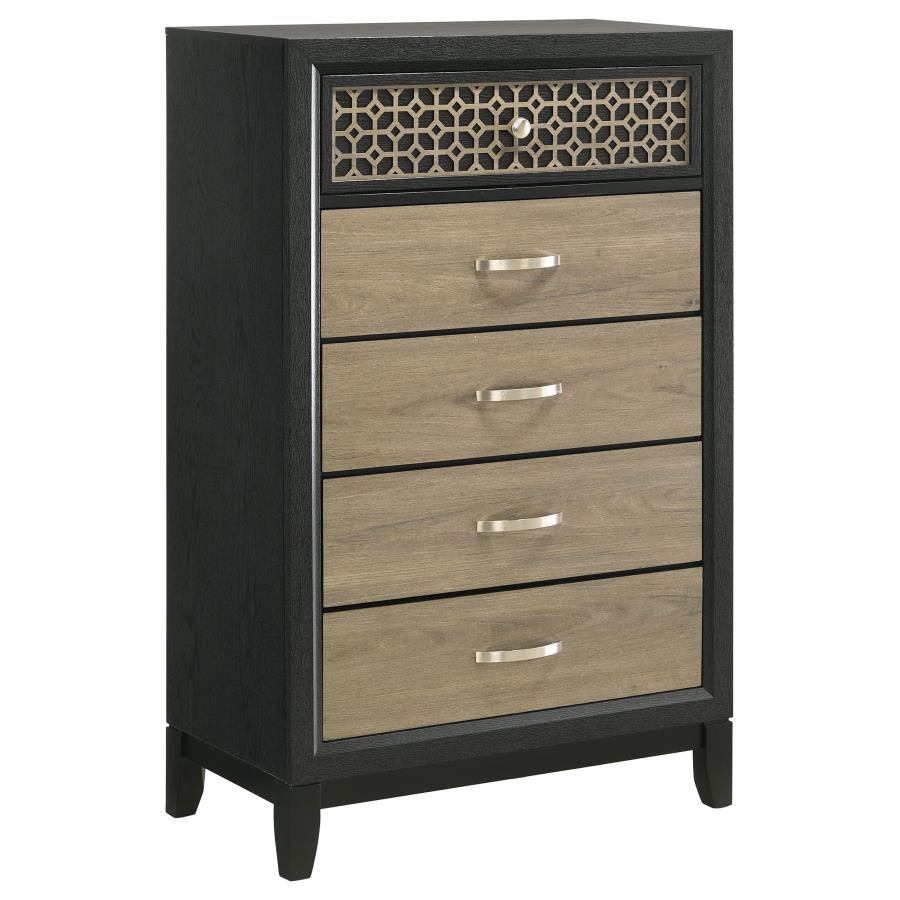 Valencia 5-Drawer Bedroom Chest in Black - Stylish and Functional Storage for a Modern, Chic Bedroom Design