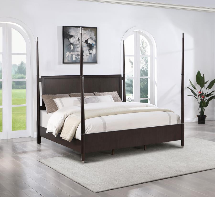 Emberlyn Wood Poster Bed in Brown - Warm and Rustic Design for a Cozy, Timeless Bedroom Retreat