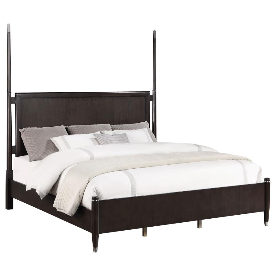 Emberlyn Wood Poster Bed in Brown - Warm and Rustic Design for a Cozy, Timeless Bedroom Retreat