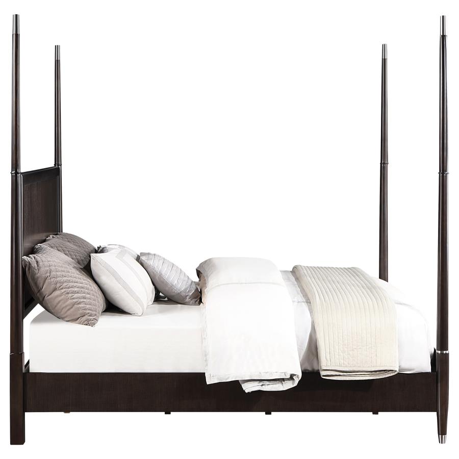 Emberlyn Wood Poster Bed in Brown - Warm and Rustic Design for a Cozy, Timeless Bedroom Retreat
