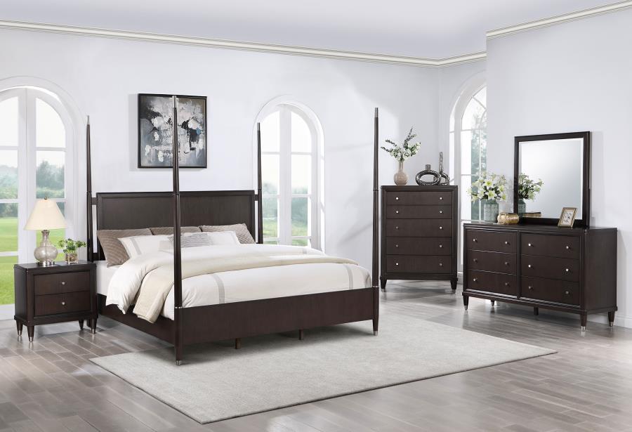 Emberlyn Wood Poster Bed in Brown - Warm and Rustic Design for a Cozy, Timeless Bedroom Retreat