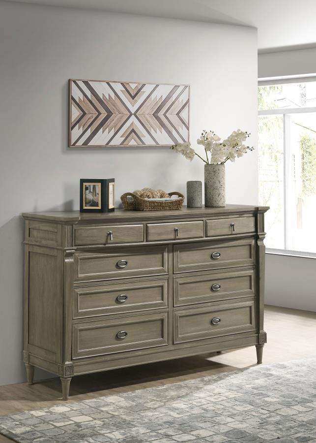 Alderwood 9-Drawer Dresser β French Grey Finish for Sophisticated Storage and Timeless Elegance