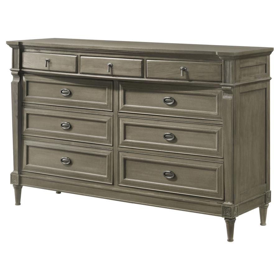 Alderwood 9-Drawer Dresser β French Grey Finish for Sophisticated Storage and Timeless Elegance