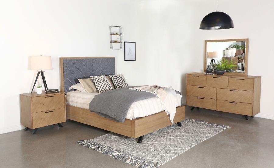 Taylor 4-Piece Bedroom Set β Light Honey Brown & Grey Finish for Warm Elegance and Modern Bedroom Style