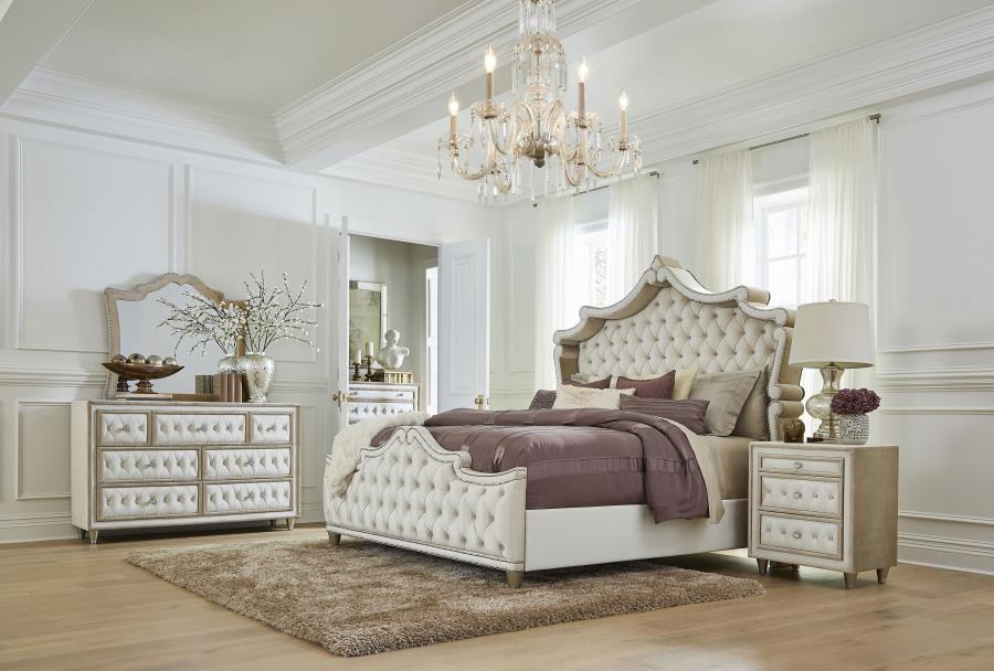 Antonella 5-Drawer Bedroom Chest in Ivory and Camel - Stylish and Functional Storage with a Sophisticated Touch for Your Bedroom