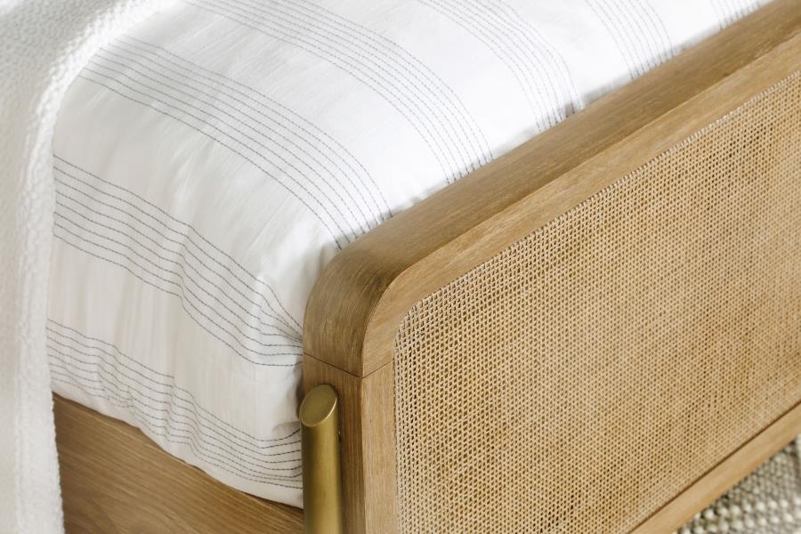 Arini Rattan Panel Bed in Sand Wash and Natural Cane - Coastal-Inspired Design for a Relaxed and Stylish Bedroom