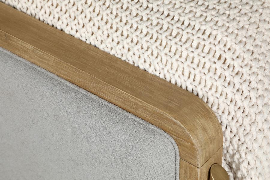 Arini Upholstered Panel Bed in Sand Wash and Grey - Sophisticated and Comfortable Design for Your Bedroom