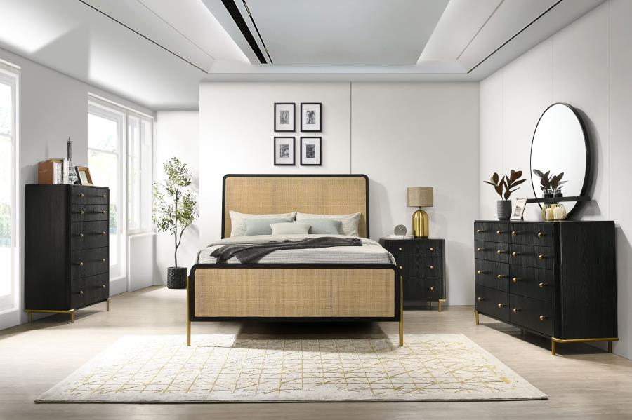 "Arini 5-Piece Bedroom Set β Black & Natural Modern Elegance