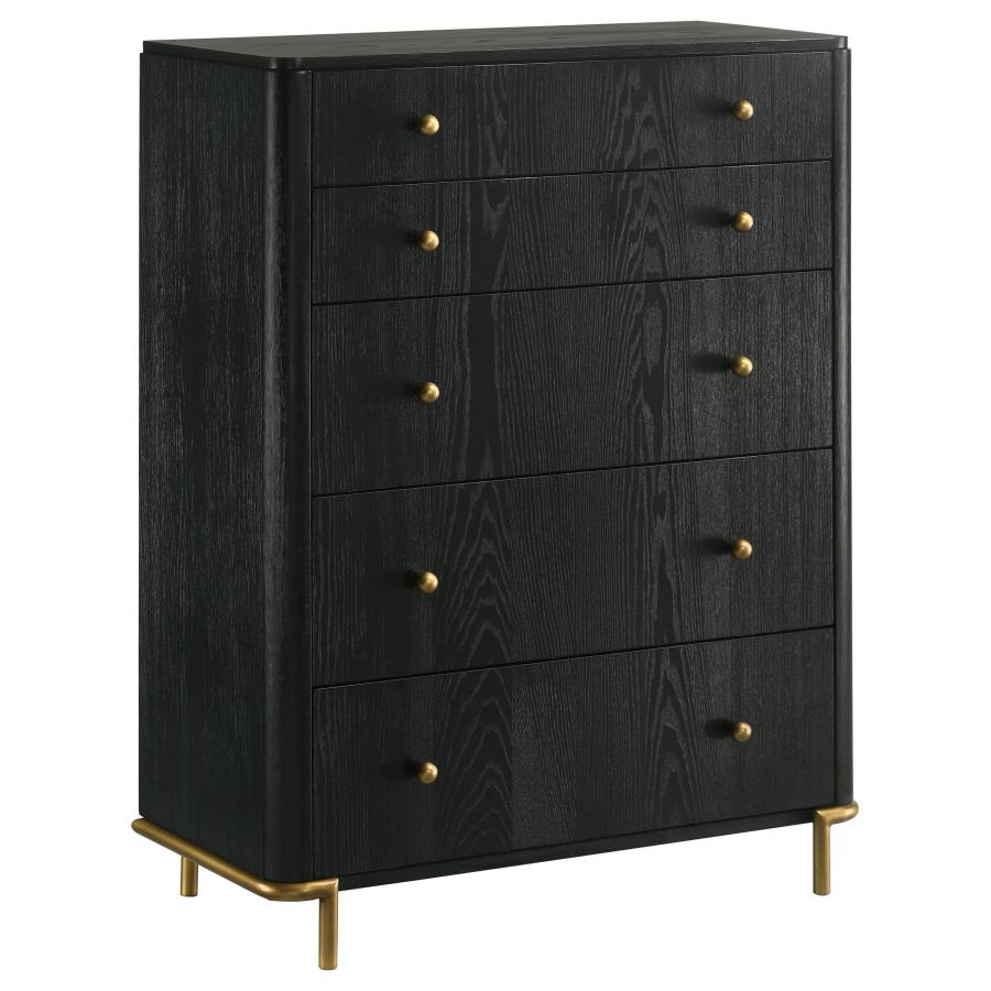 "Arini 5-Piece Bedroom Set β Black & Natural Modern Elegance