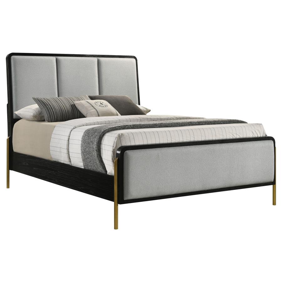 Arini Bed with Upholstered Headboard in Black and Grey - Modern and Stylish Comfort for Your Bedroom
