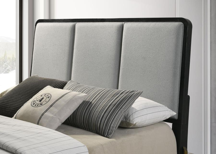 Arini Bed with Upholstered Headboard in Black and Grey - Modern and Stylish Comfort for Your Bedroom