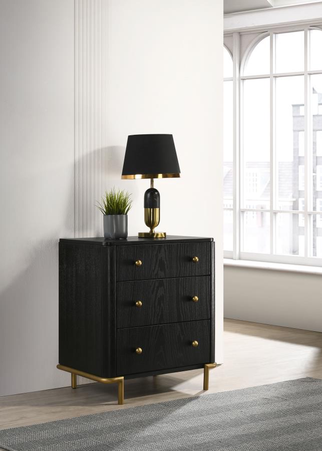 Arini 3-Drawer Nightstand β Black Finish for Sleek Sophistication and Practical Bedroom Storage