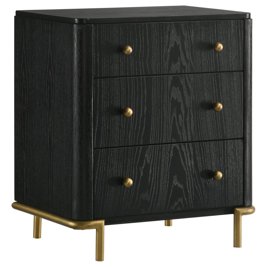 Arini 3-Drawer Nightstand β Black Finish for Sleek Sophistication and Practical Bedroom Storage