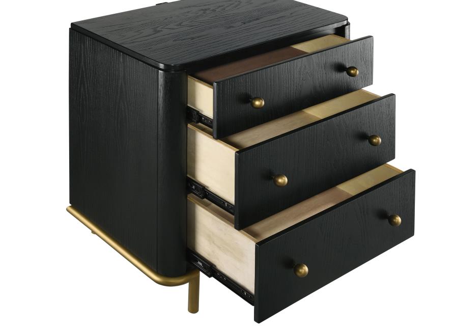 Arini 3-Drawer Nightstand β Black Finish for Sleek Sophistication and Practical Bedroom Storage
