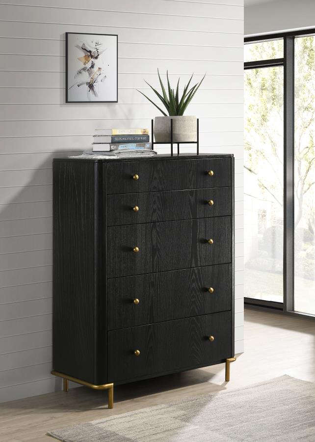 Arini 5-Drawer Chest β Sleek Black Storage with Style
