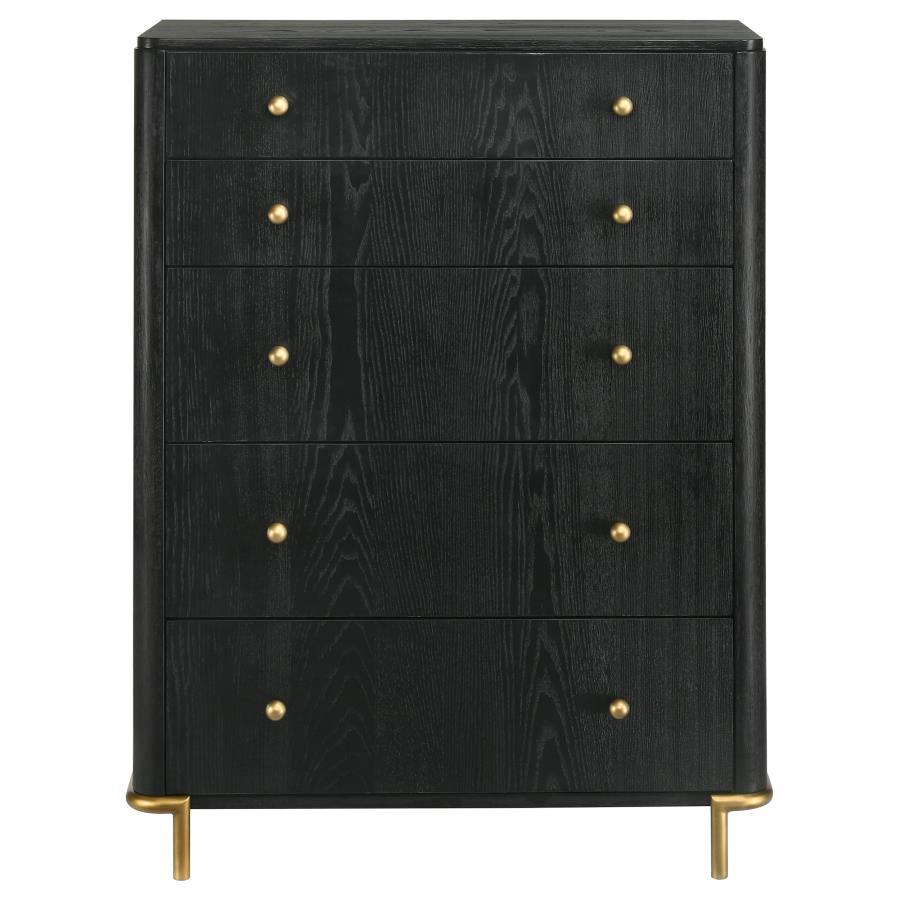 Arini 5-Drawer Chest β Sleek Black Storage with Style