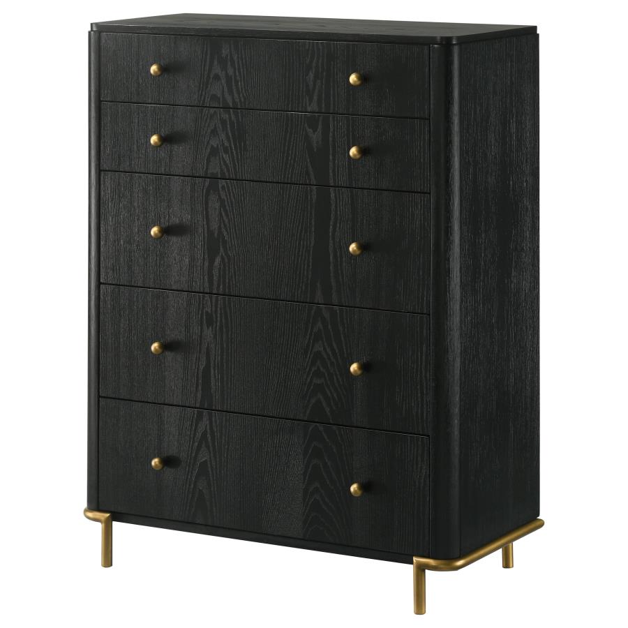 Arini 5-Drawer Chest β Sleek Black Storage with Style