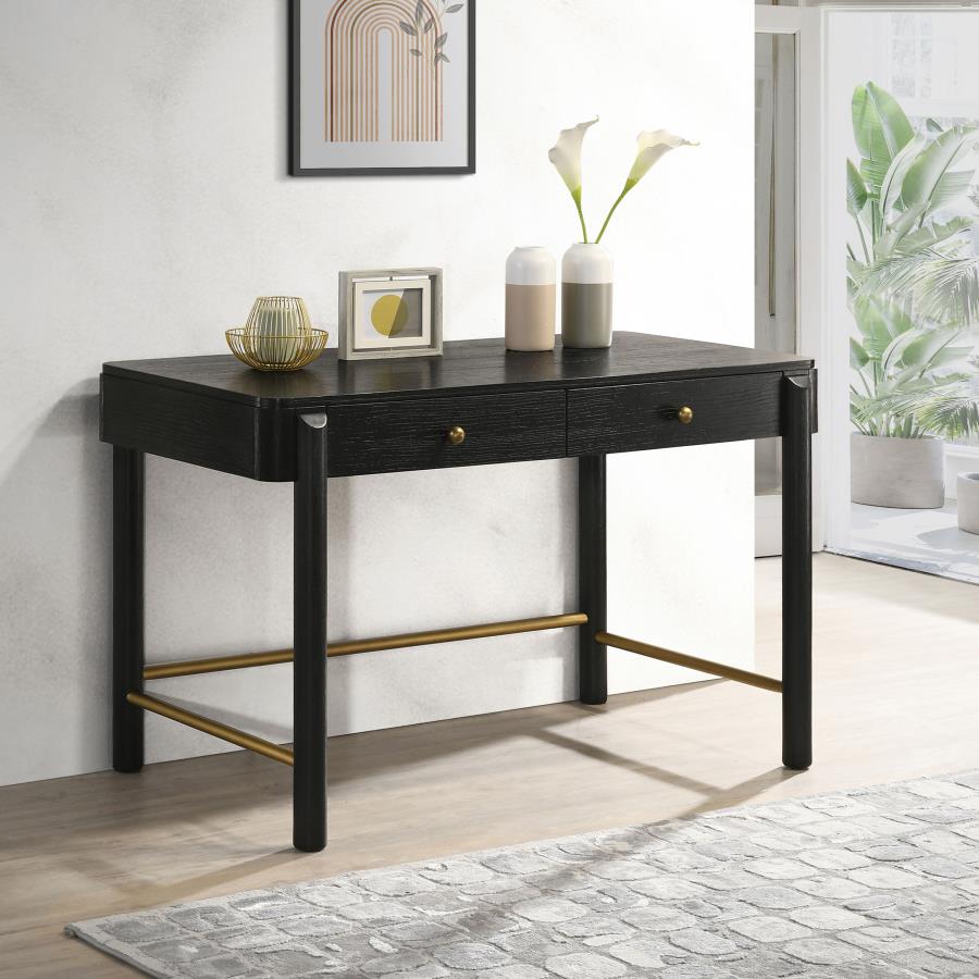 Arini 2-Drawer Vanity Desk β Sleek Black Makeup Table with Storage