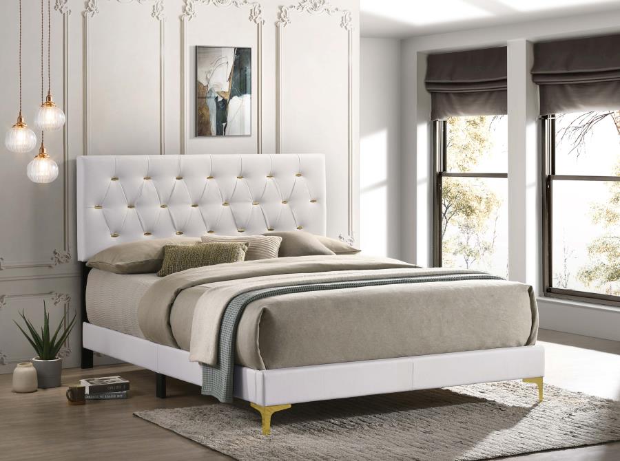 Kendall Upholstered Panel Bed in White - Elegant and Comfortable Design for a Sophisticated Bedroom Look