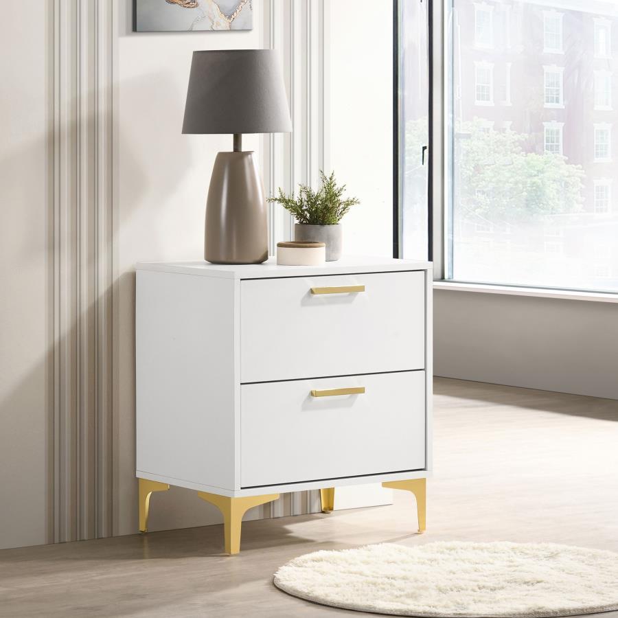 Kendall 2-Drawer Nightstand β Sleek White Finish for Modern Style and Practical Bedroom Storage