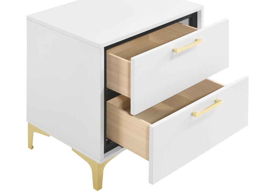 Kendall 2-Drawer Nightstand β Sleek White Finish for Modern Style and Practical Bedroom Storage
