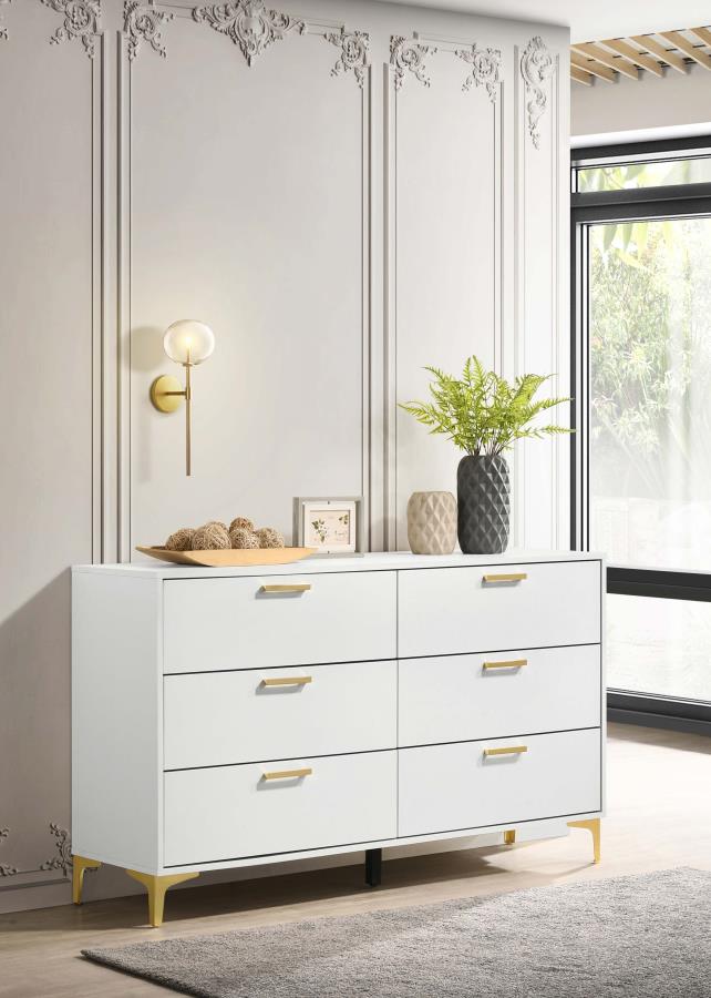 Kendall 6-Drawer Dresser β Sleek White Finish for Elegant Design and Spacious Bedroom Storage Solutions