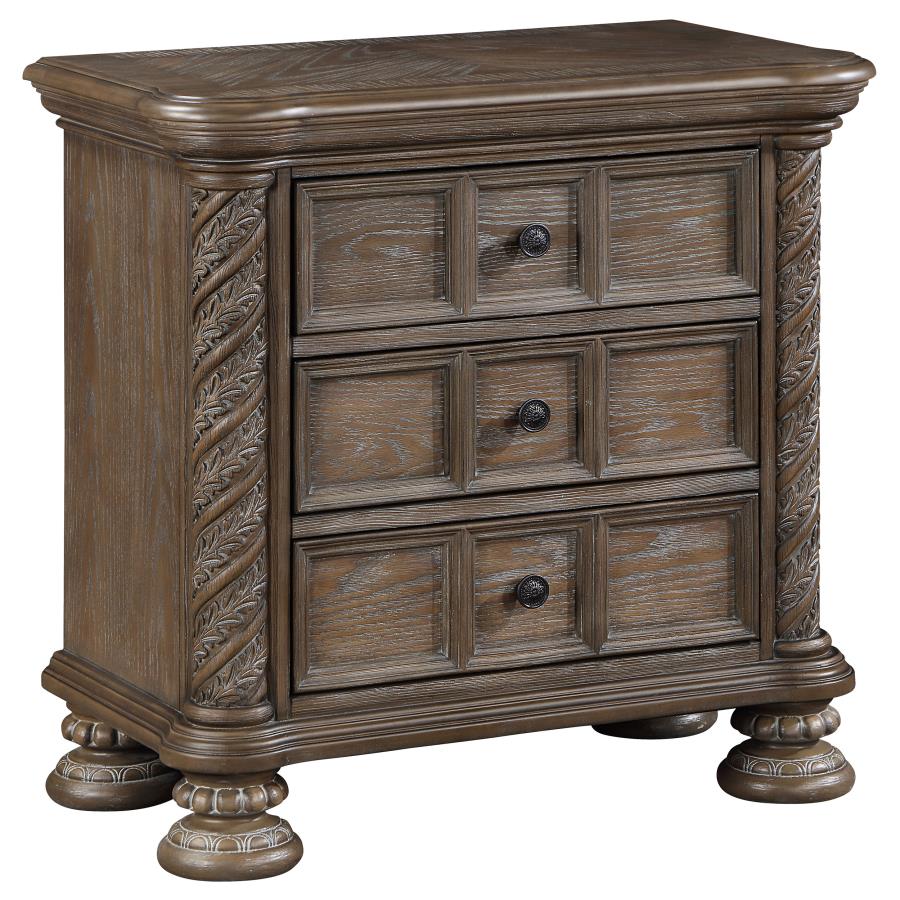 Emmett 3-Drawer Nightstand in Walnut - Classic and Elegant Design with Ample Storage for a Timeless Bedroom Look
