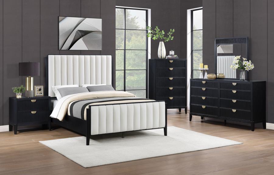 Brookmead 5-Piece Upholstered Cal King Bedroom Set Black - Modern and Stylish Bedroom Furniture Collection