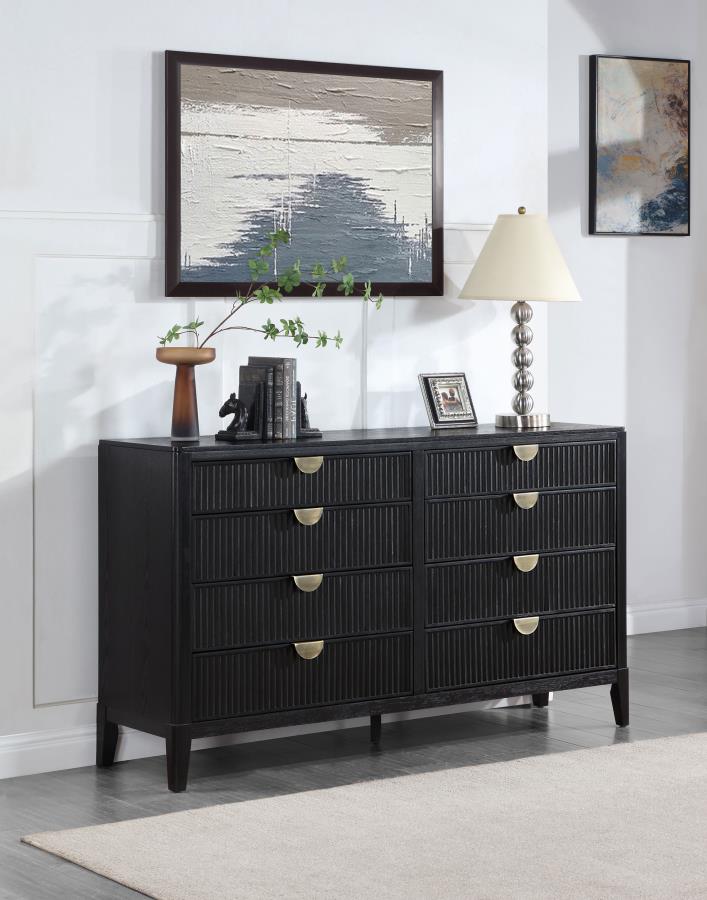 Brookmead 8-Drawer Bedroom Dresser β Black Finish for Sleek Sophistication and Spacious Bedroom Storage