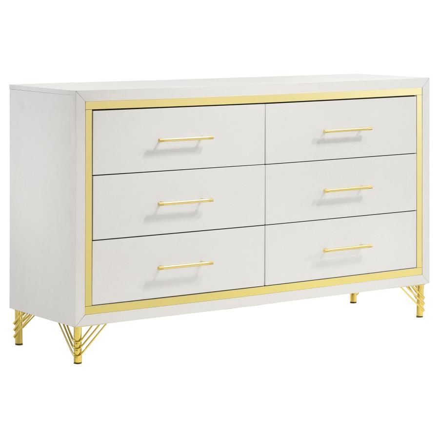Lucia 6-Drawer Bedroom Dresser in White - Clean and Elegant Design for a Spacious and Organized Bedroom Storage Solution