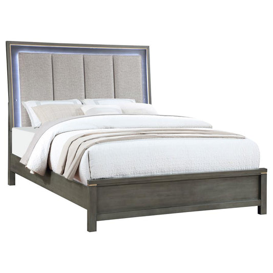 Kieran Wood LED Panel Bed Grey