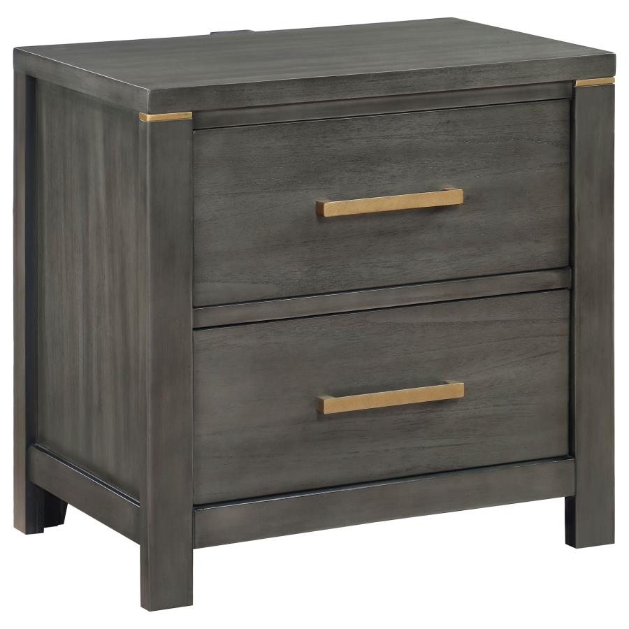 Kieran 2-Drawer Nightstand Bedside Table β Grey Finish for Modern Elegance and Convenient Bedroom Storage